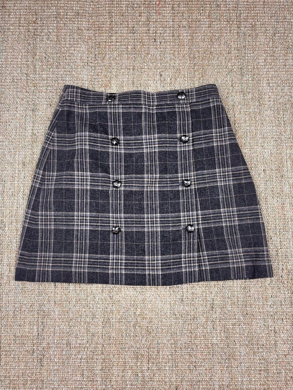 🍂 Banana Republic Plaid Wool Mini Skirt | Size 2 | Gray Plaid